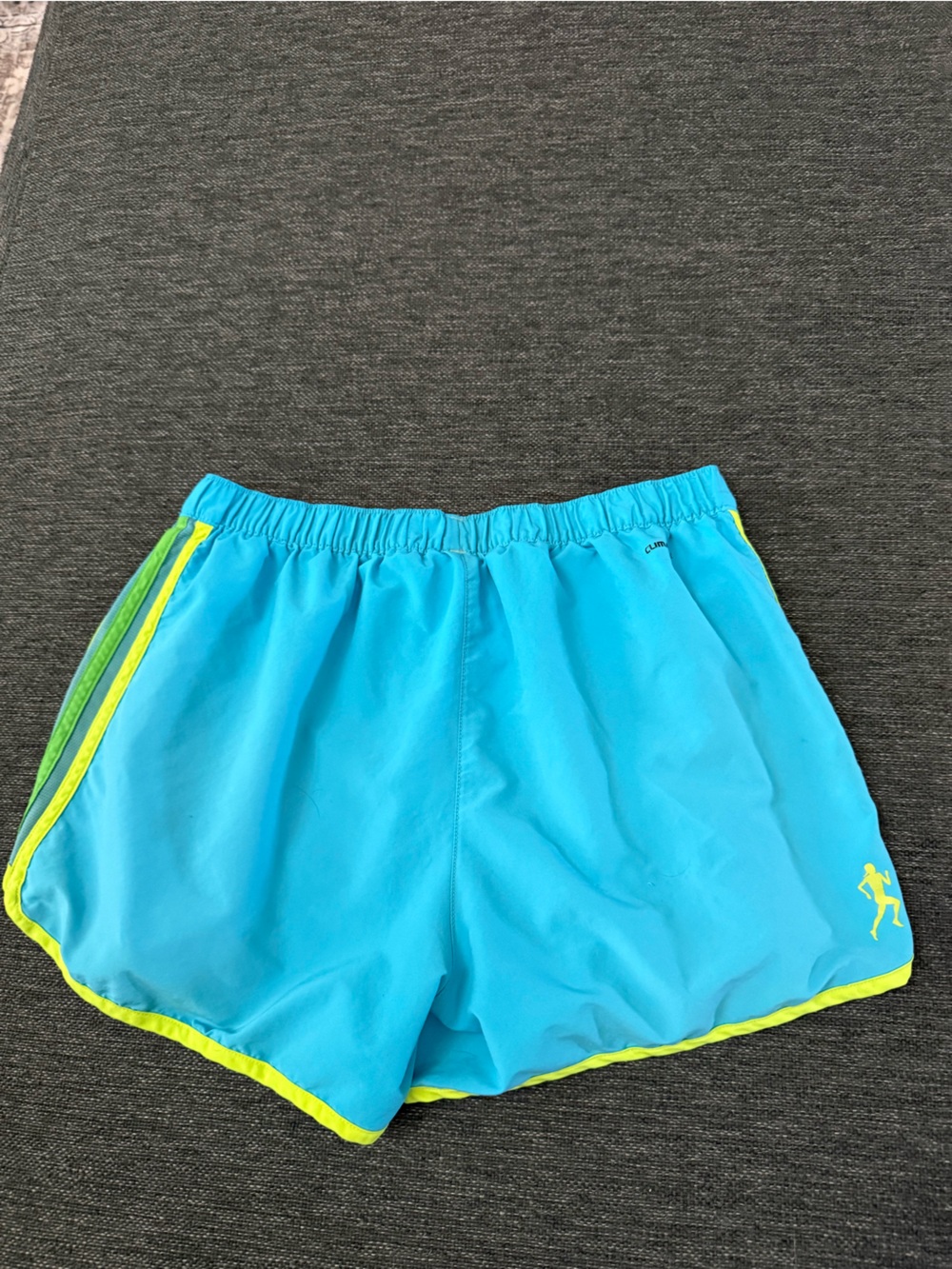 Adidas Women's Aqua Blue Athletic Shorts with Neon Yellow Trim size Medium - Picture 4 of 9